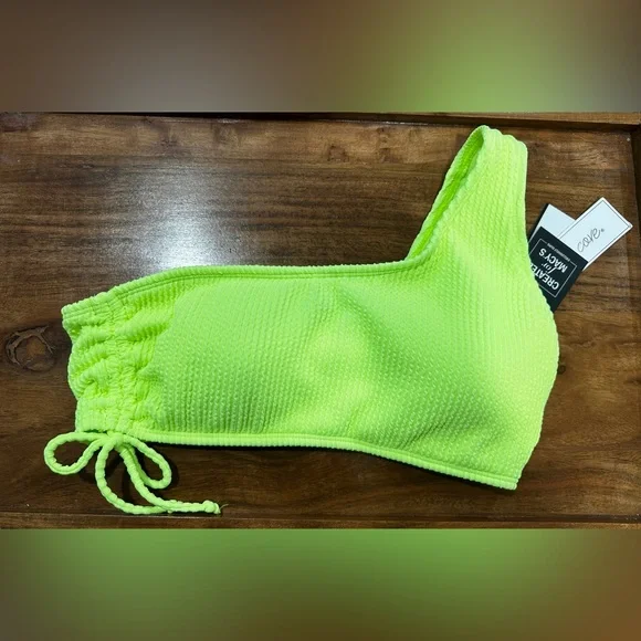 NWT Citron Yellow One Shoulder Bikini Top - Picture 5 of 12
